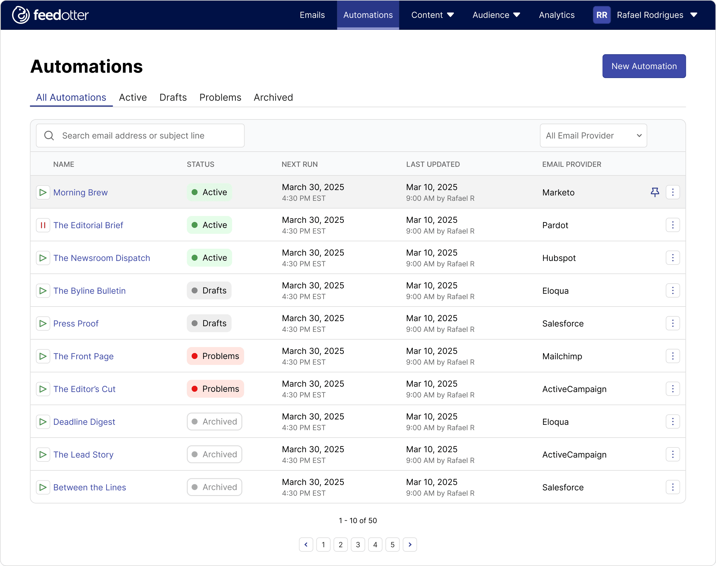 FeedOtter interface, screen 2