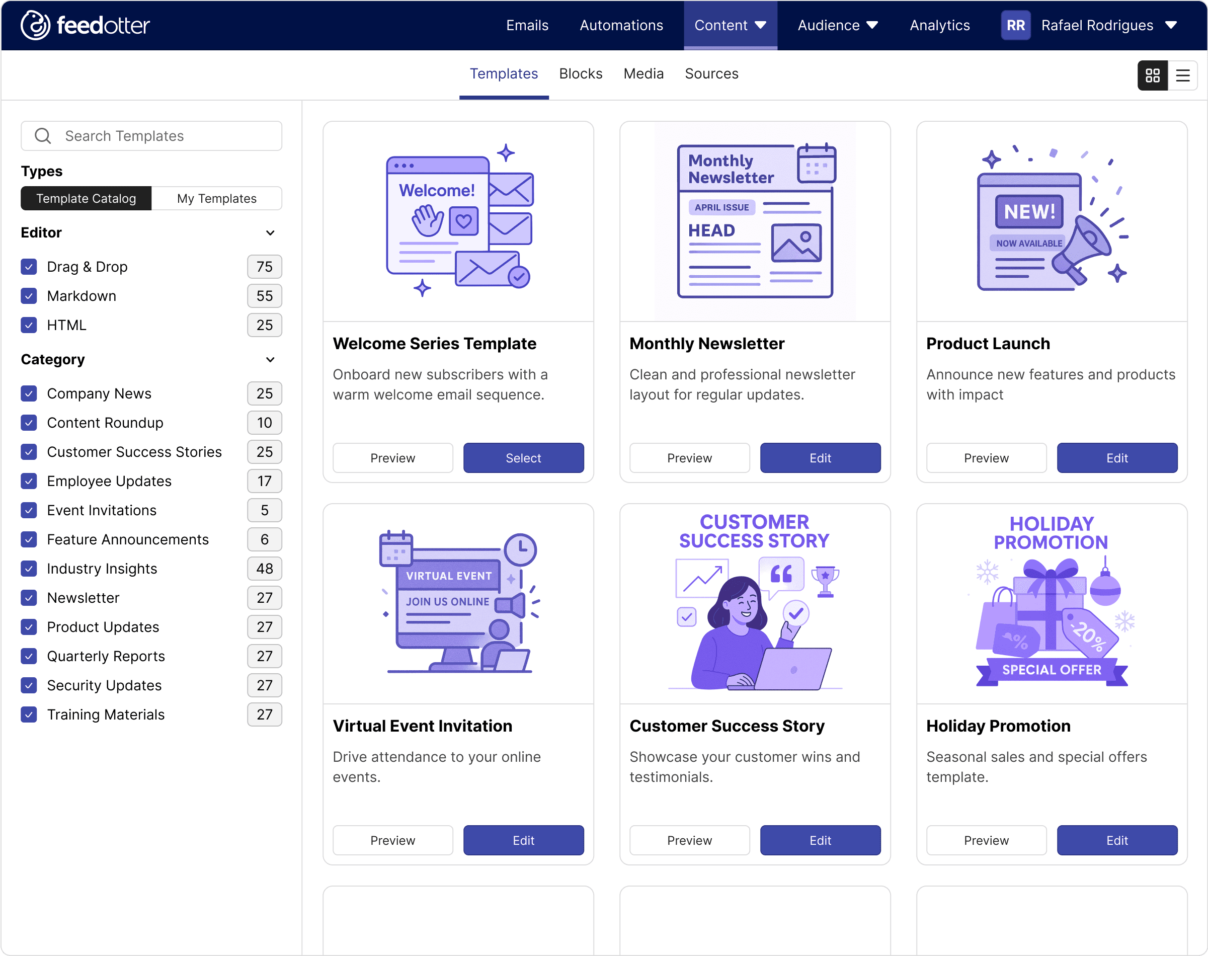 FeedOtter interface, screen 3