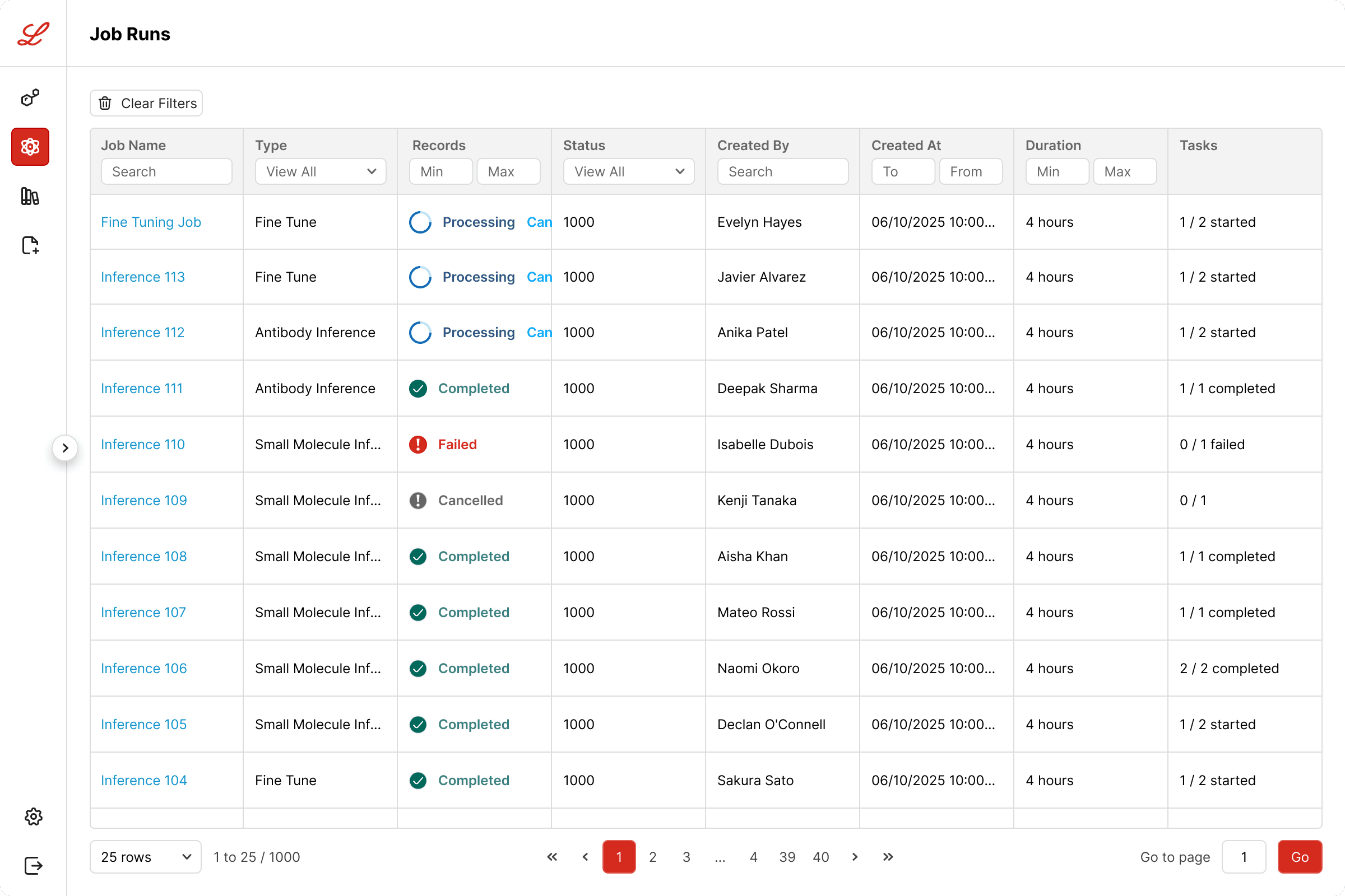 Eli Lilly · TuneLab interface, screen 8