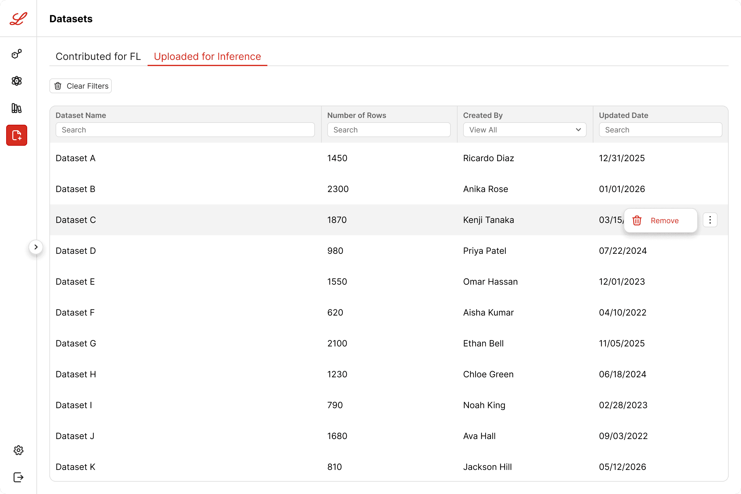Eli Lilly · TuneLab interface, screen 17