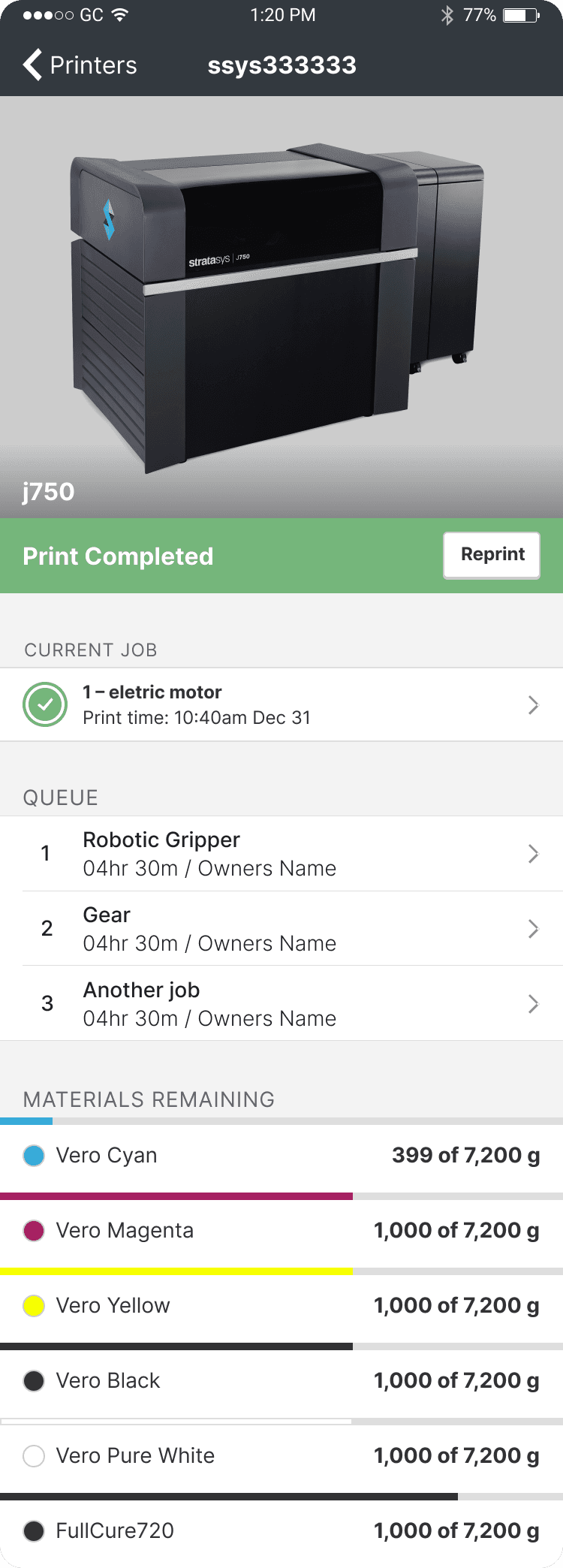 Stratasys interface, screen 5