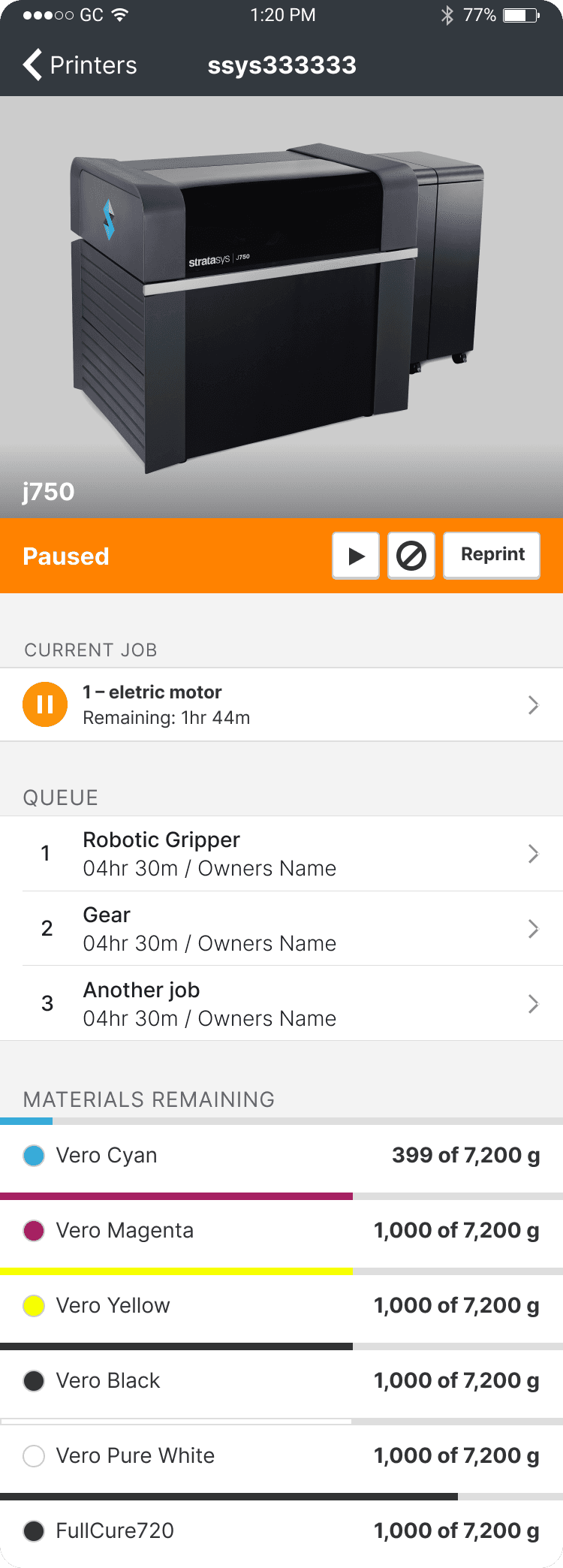 Stratasys interface, screen 7